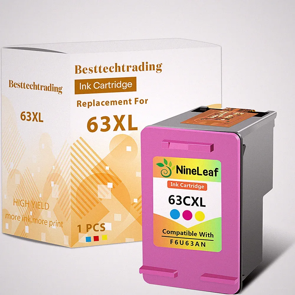 1PK refilled 63XL 63 XL color ink cartridge for HP OfficeJet 5252 5255 5258 5264