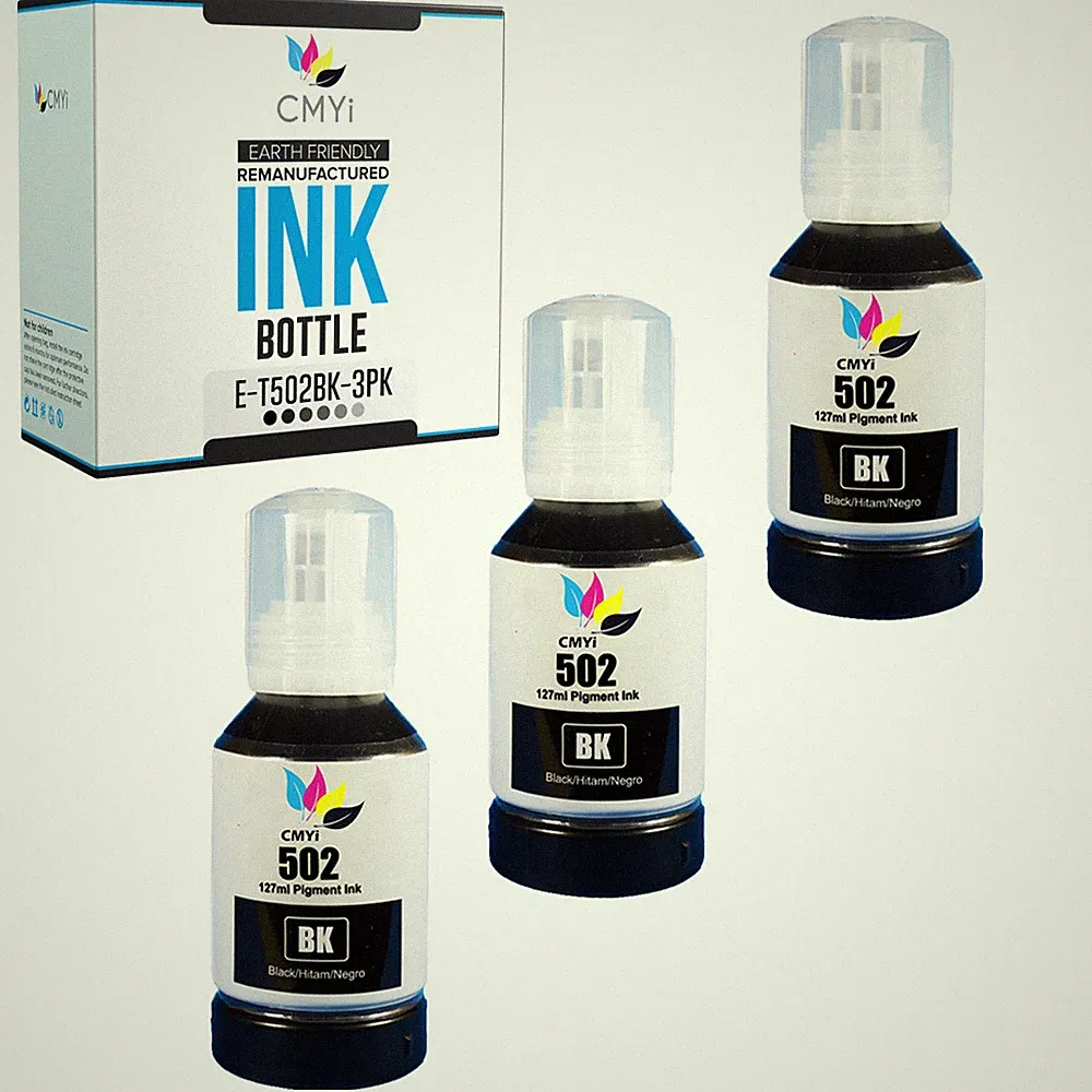 3 PK Ink Bottles for Epson 502 Black Refill Fits Ecotank Expression Printer