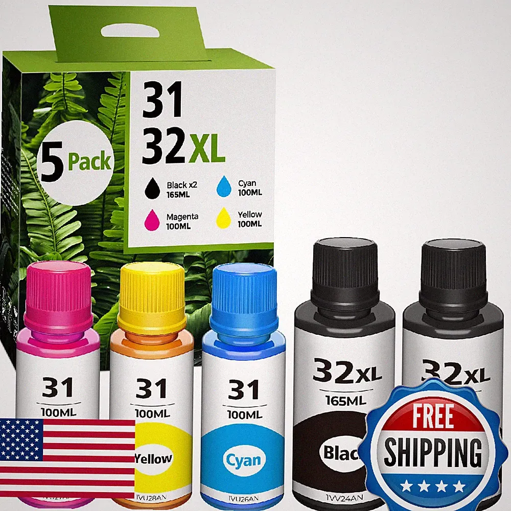 32XL Black Ink Bottle for HP Smart Tank 5000, 5101, 6001, 7301, 7602 Refill