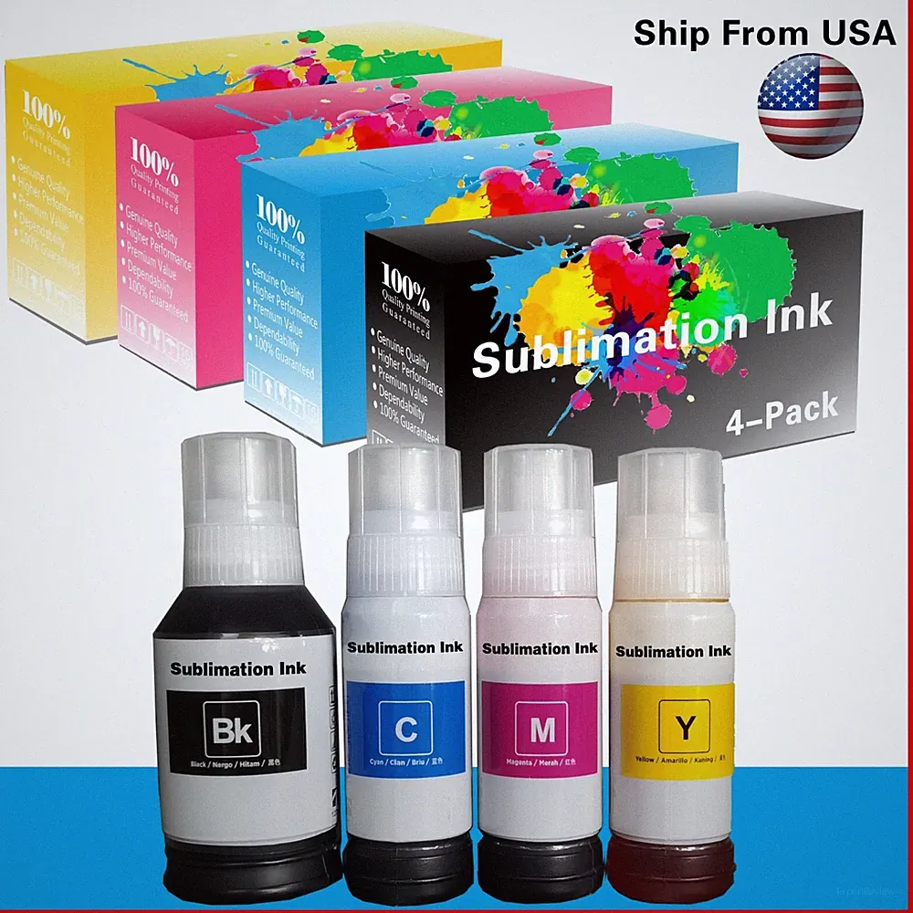 (4-Pack,BCMY) Sublimation Ink Refill Bottles for ET-3830 3850 Printer