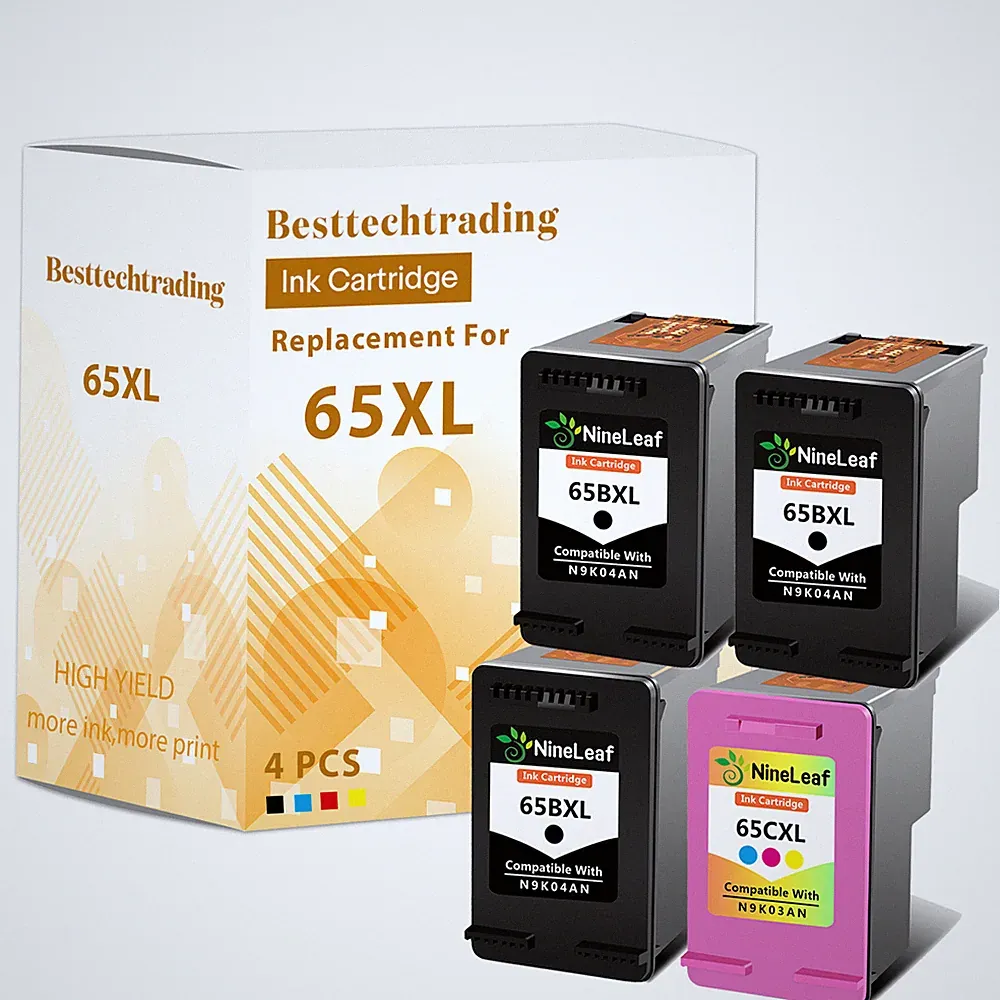 4PK 65XL refilled Ink Cartridge Set For HP Deskjet 2633 3722 2620 2621 ENVY 5010