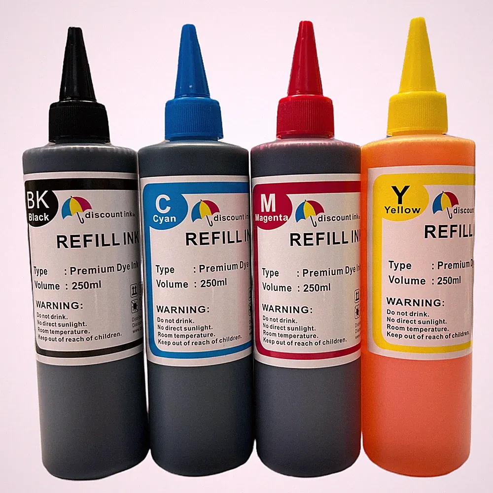 4x250ml PREMIUM BLACK&Color BULK DYE-BASED REFILL INK FOR HP LEXMARK DELL CANON