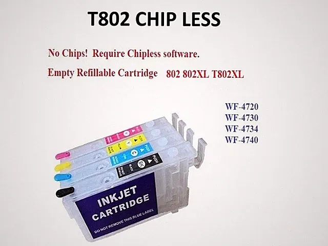 802XL 802 Empty No Chip Refillable Ink Cartridge for WF-4720 WF-4734 WF-4740