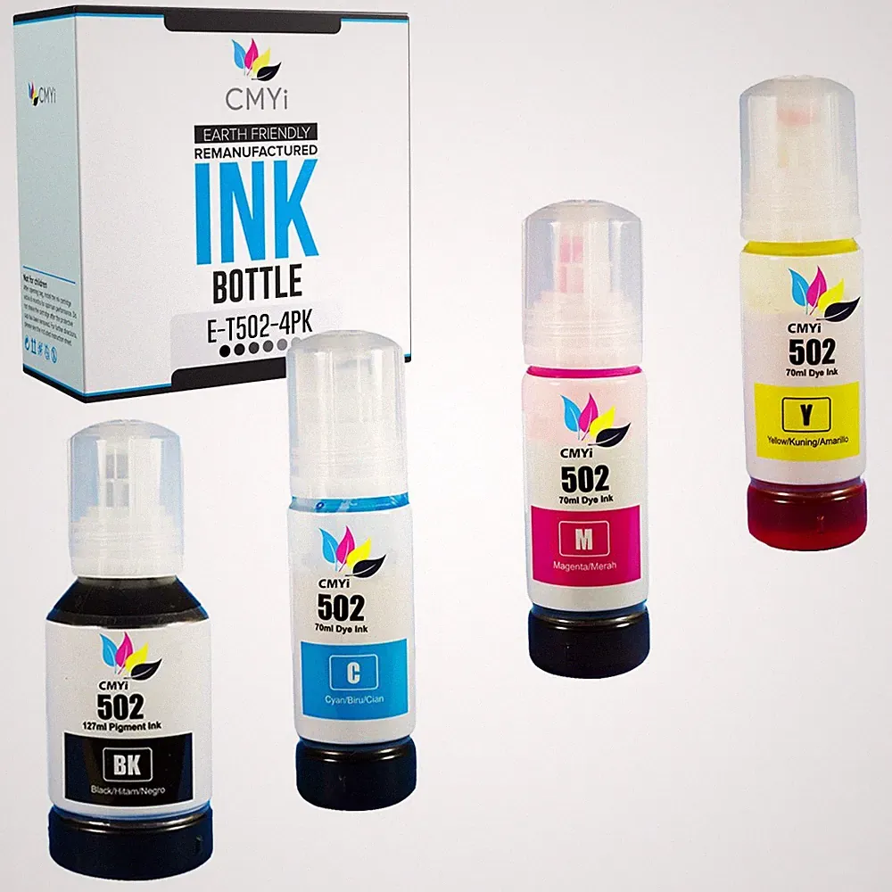 Ink Bottle for CMYi Epson EcoTank 502 T502 Black Color Refill Fits ET 1500 3830