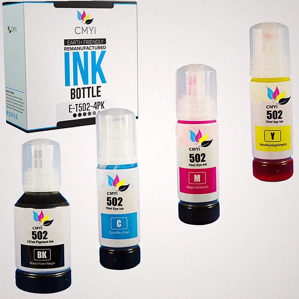 Ink Bottle for Epson EcoTank 502 T502 Black Color Refill Fits ET 1500 3830