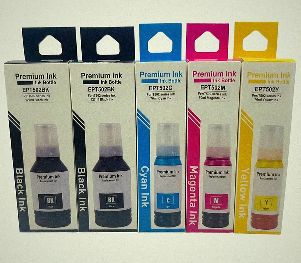 Refill Ink Bottles for Epson EcoTank 502 T502 ET-4760 ET-2760 ET-2750 ET-3760